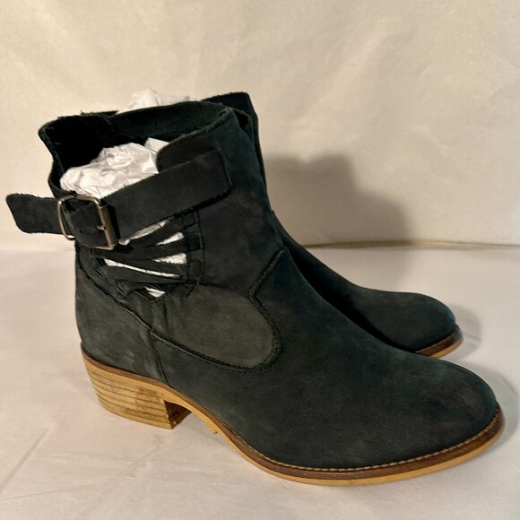 Coolway Women's Suede Ankle Booties Size 39 (8) Black Made In Spain Block Heel - Picture 5 of 15